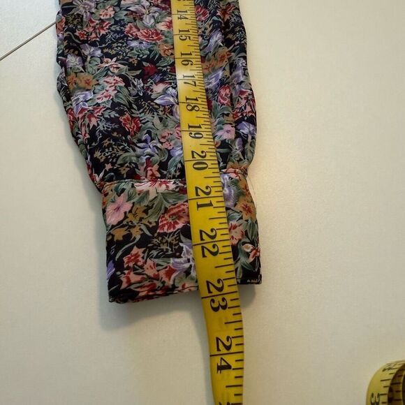 Vintage Try 1 Black Floral Ruffled Cropped Blouse Sz S Y2K, Feminine - Picture 12 of 12